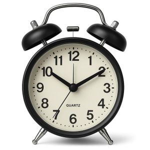 Horloge de table - Réveil classique avec deux cloches - Noir