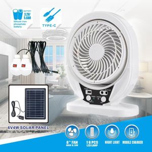 Ventilateur solaire de 8 pouces avec la lumière et le panneau solaire chargeant USB