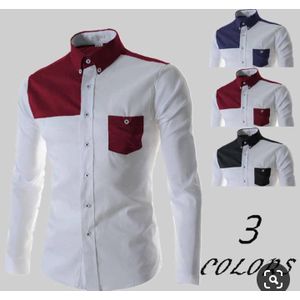 TAFA Chemise Hommes Manches Longues 2 tons 