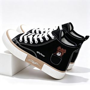 SHJO Baskets Femme Confortables Toile Respirant Léger Marche Quotidienne Chic Mode Sneakers Chaussures - Noir