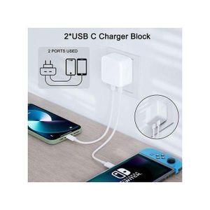 Chargeur Compatible IPhone 35W à Double Port USB-C : 2 Ports C Pour IPhone 11/12/13/14/15