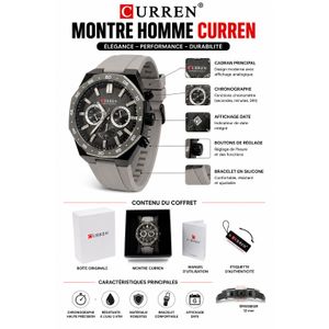 Article Montre Homme Chronographe – Bracelet en Silicone – Élégante, Robuste et Confortable