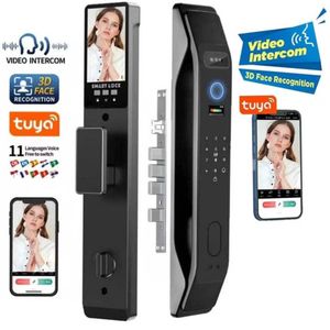 Tuya serrure intelligente wifi 6 en 1-reconnaissance faciale camera 3D,Empreinte,code,carte,clé & smartphone