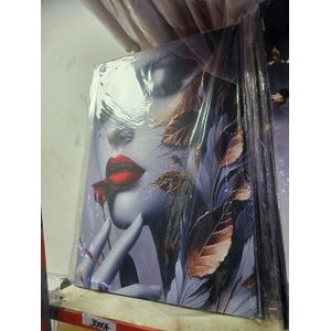 LOT DE 02 Impression d'art moderne Art mural sur toile-Femmes sexy aux lèvres et ongles rouges Affiche aquarelle et impressions