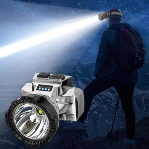 Lampe frontale rechargeable haute puissance - Lampe torche LED ultra-lumineuse à fixer sur la tête, idéale pour le camping et la pêche en extérieur, avec batterie au lithium.