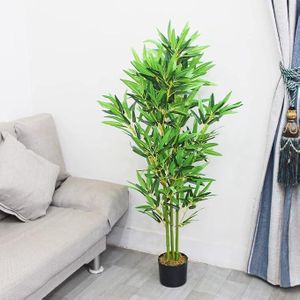 Bambou Artificiel Géant Premium - 2,4 Mètres - Pot Noir Inclus