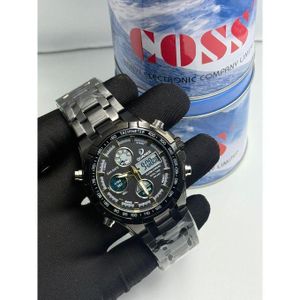 Quamer Montre étanche Pour Homme, De Luxe, En Acier Argenté, Numérique, à Quartz, Analogique - Argent