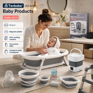 Set de Toilette & Hygiène Bébé Complet 12 en 1 ZZ-23 – Baignoire Pliante, Mini Machine à Laver Portative, Siège WC avec Marchepied, Seau & Accessoires