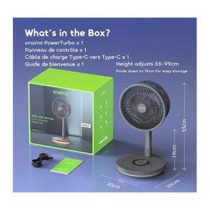 Oraimo Oraimo Ventilateur Rechargeable Télécommande - pliable portable 4000 mAh - Economique 20W