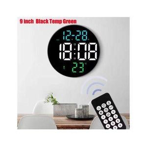 AGREABLE Magnifique Horloge murale numérique LED avec télécommande, affichage électronique, grand écran, température, date, jour, décoration de salon
