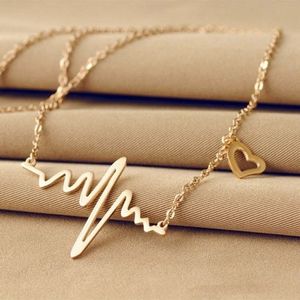Love Shaped Titanium Steel Heartbeat Lockbone Chain