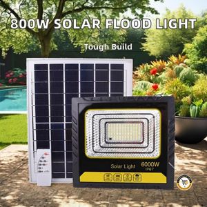 Projecteur Solaire LED Extérieur Leadder LD-P6000 6000W – Éclairage Puissant Étanche IP67/IP68, Panneau Solaire Déporté, Télécommande & Affichage de Charge Pour Cour, Jardin & Sécurité