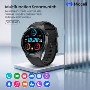  Montre connectée Miccell SM03 - Écran AMOLED de 1,43 pouce - Résistance à l'eau - Capacité de la batterie : 270 mAh - Surveillance de la fréquence cardiaque - Suivi de la forme physique et de l'activité - Plusieurs fonctions 