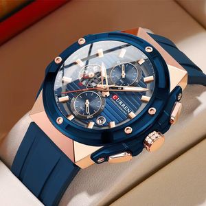 Curren Montre Homme De Luxe, Nouvelle Collection 8462 Grand Écran, Horloge à Quartz, Avec Pointeur Lumineux , Affichage Analogique, Chronographe Avec Calendrier