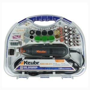 Kit Mini-Meuleuse Rotative Professionnelle KZUBR 135W – 211 Accessoires Inclus – Vitesse Variable 10000-32000 rpm – Arbre Flexible & Coffret Deluxe – Idéal Gravure, Polissage & Meulage – Modèle KDG135-211