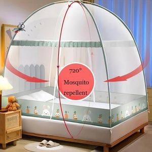 Moustiquaire Yourte Pliable Installation Automatique - Moustiquaire à Double Porte Zippée - 1.8x2M - vert