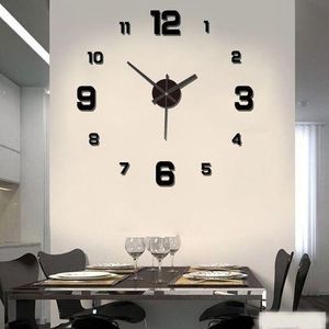 Noir Horloge Murale 3D DIY - 40CM