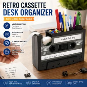 Un coupe-ruban avec porte-stylo intégré pour l'organisation du bureau et les fournitures de bureau 