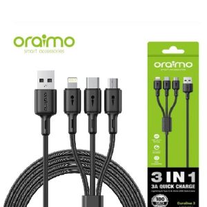 Oraimo Câble  Chargeur 3 en 1  LIGHTNING - MICRO USB - Type-C