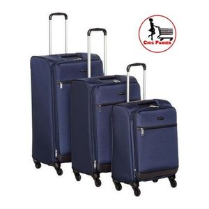 Ensemble De 3 Valises De Voyage à Roulettes Pivotantes, Grand/ Moyen/ Petit -Bleu