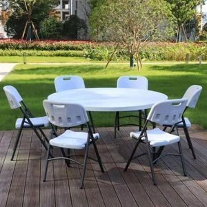 Table Ronde pliable avec 6 chaise 122cm