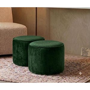 SIMO Lot de 2 Poufs Ronds en daim Premium Vert 