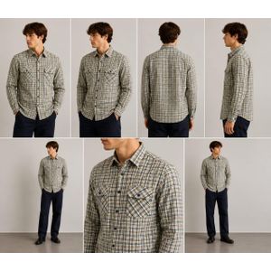 Chemise à Carreaux Esprit Baroudeur – Vert Sauge, Jaune Moutarde