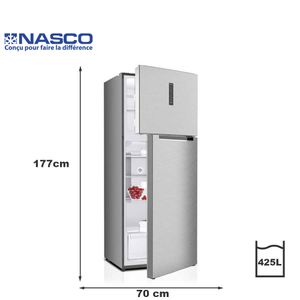 Nasco Réfrigérateur No Frost - HNASFC2-54  - Gris- 425 Litres 
