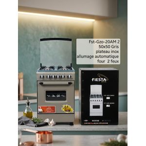 Fiesta  Cuisinière à gaz 4 feux inox avec four Gris/noir