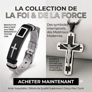 Bijoux Bracelet et montre croix chrétienne en acier inoxydable 