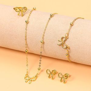 Bijoux Imperméables à La Mode Bowknot Charm Chaîne Colliers Bracelets Boucles d’oreilles Pour Les Femmes