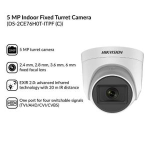 Hikvision Caméra Analogique tourelle fixe intérieure 5 MP/ DS-2CE76H0T-ITPF(C)