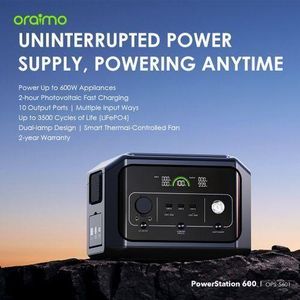 Oraimo PowerStation 600 - Centrale électrique 600W - système de stockage d'énergie