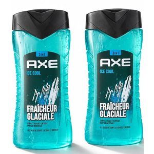 Lot De ( 2 × 250ml ) Gel Douche Corps 3 en 1 AXE ICE COOL Fraîcheur Glaciale Tous Types De Peaux Importé De France 