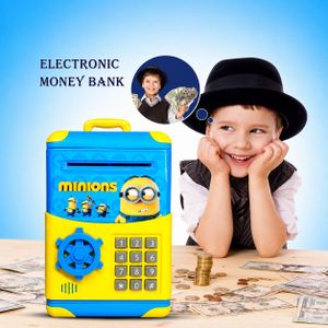 Tirelire Électronique Minions pour Enfants avec Code PIN, Coffre-Fort Automatique pour Pièces et Billets, Jouet Éducatif d'Épargne, Cadeau Anniversaire et Noël dès 3 Ans