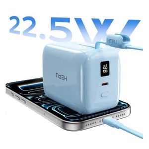 Hepu Batterie Externe Haute Performance – 20 000 mAh avec Câbles Intégrés et Charge Rapide 22.5W