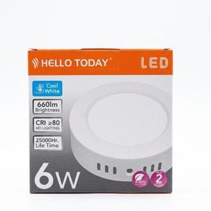 Plafonnier LED 6W Hello Today - Éclairage Ultra-Lumineux & Économique - Cool White - Design Slim Moderne pour Salon et Bureau