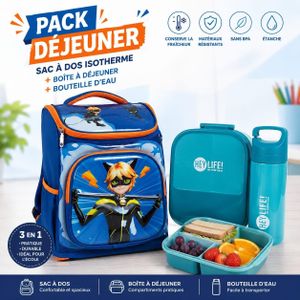 Pack Scolaire Complet CE1-CE2 (Sac à dos, Boîte à déjeuner et Gourde)