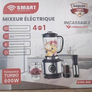 Gn Blender Multifonctions TECHNOLOGY Avec Bol Incassable Résistant à L'eau / Moteur En Cuivre Pur - 600 W- 2L Mixeur Multifonction 4 en 1 incassable