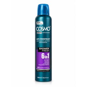 Cosmo Men Advanced Shower Fresh 6 en 1 Déodorant Spray Anti-Transpirant Homme 250 ml – Protection 48H