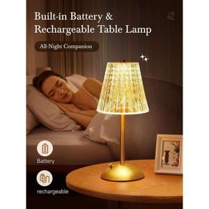 Lampe de Chevet LED Sans Fil Dimmable - 3 Couleurs, Tactile - Pour Salon, Chambre, Salle à Manger, Bar, Café