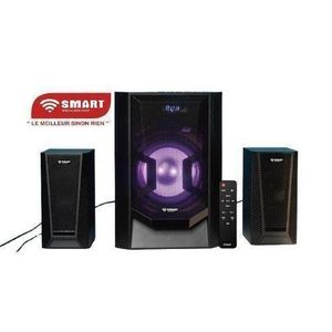 Smart Haut-Parleur Multimédia 2.1  - 60W / LED/ Bluetooth/ AUX/ FM/ SD/ USB/ Télécommande/ Design Noir