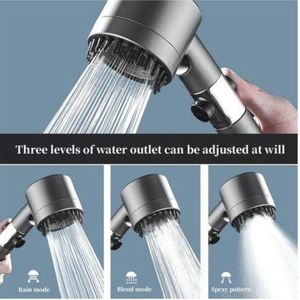 pommeau douche - pommeau de douche avec filtre - Pommeau De Douche Suralimenté - pomme de douche - Pommeau De Douche à Main Réglable à 3 Vitesses - pommeau de douche haute pression - Gris