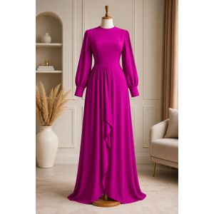 Mode Robe Longue Élégante Femme – Manches Bouffantes 