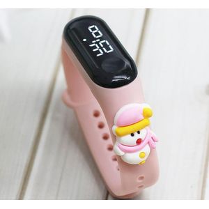 Montre Numérique Enfant "Bonhomme de Neige" - Montre LED Étanche Cadeau Cartoon pour Garçons et Filles, Rose