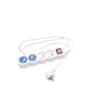 Rallonge Electrique - 1,5 M De Long - 4 Prises Rondes Avec Interrupteur - Blanc