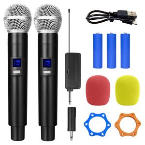 BOMGE Microphone karaoké sans fil professionnel à 2 canaux, idéal pour l'enseignement, les mariages, les spectacles, les réunions et les discours.