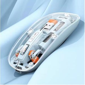 Mram-Souris Magnétique Transparente, Triple Mode, 2.4G, Compatible Bluetooth, Sans Fil, Rechargeable, Convient aux Jeux PC et Offic