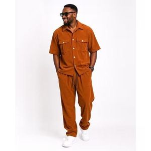 Ensemble Homme Chemise & Pantalon Élégant - Marron