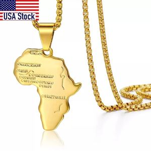 Chaîne En Acier Inoxydable Doré Pendentif D Afrique